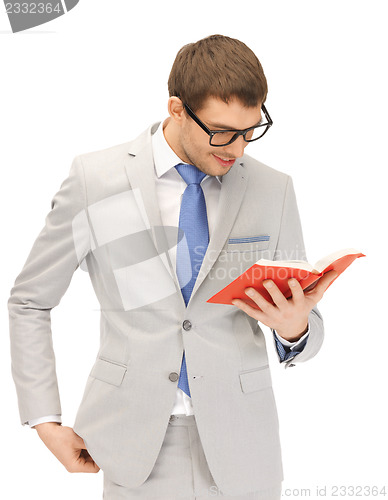 Image of happy man with book