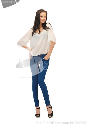 Image of beautiful woman in casual clothes