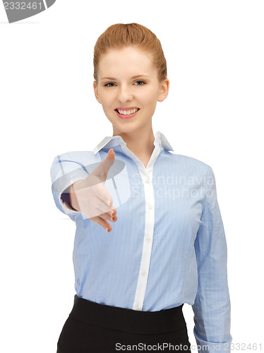 Image of woman with an open hand ready for handshake