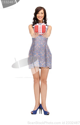 Image of lovely woman with gift box