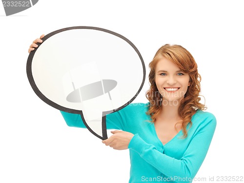 Image of teenage girl with blank text bubble