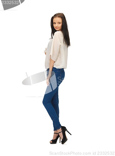 Image of beautiful woman in casual clothes