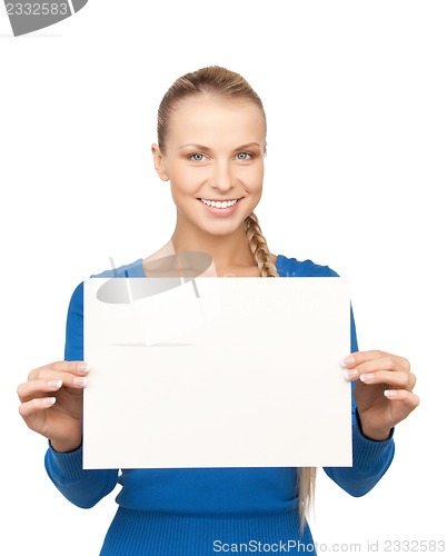 Image of woman with blank board