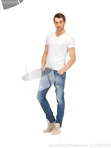 Image of handsome man in  white shirt