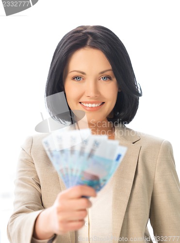Image of lovely woman with euro cash money