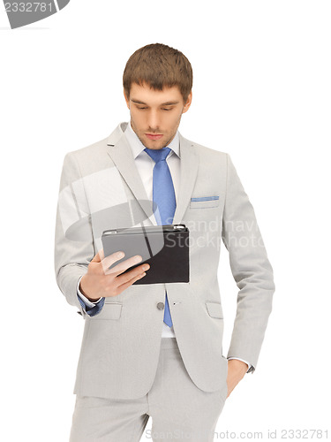 Image of calm man with tablet pc computer