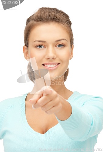 Image of businesswoman pointing her finger