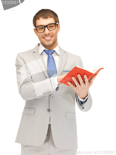 Image of happy man with book