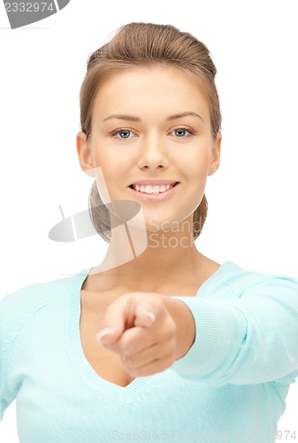 Image of businesswoman pointing her finger