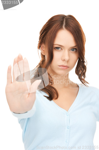 Image of woman making stop gesture