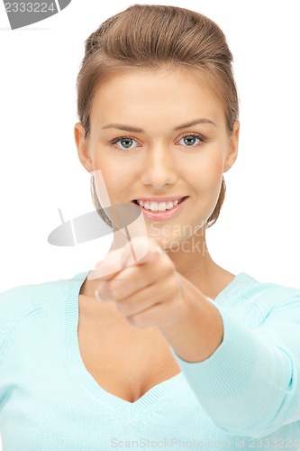 Image of businesswoman pointing her finger