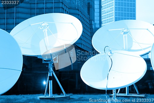 Image of parabolic satellite dish receivers