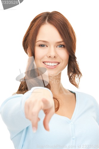 Image of businesswoman pointing her finger