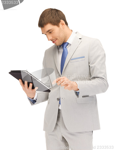 Image of happy man with tablet pc computer