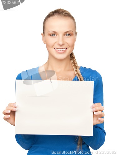 Image of woman with blank board