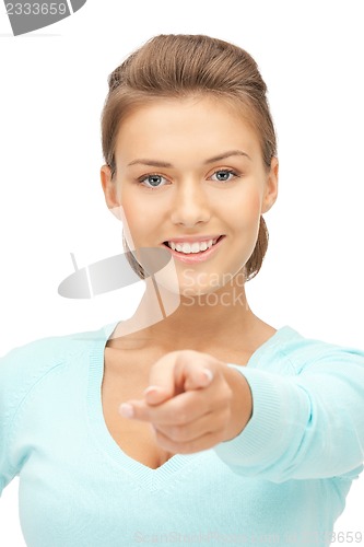 Image of businesswoman pointing her finger