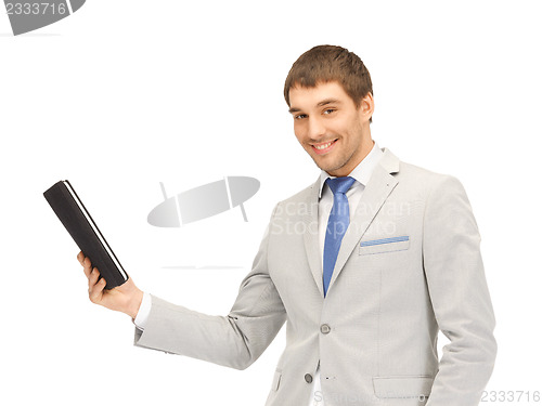 Image of happy man with tablet pc computer