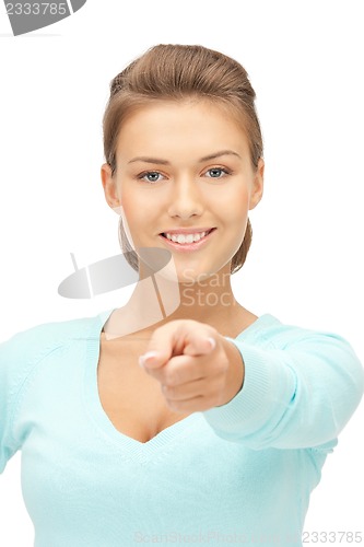 Image of businesswoman pointing her finger