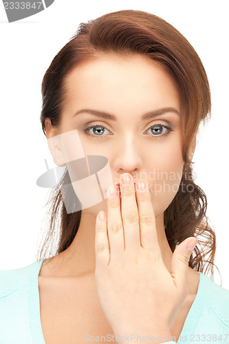 Image of woman with hand over mouth