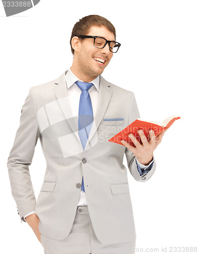 Image of happy man with book