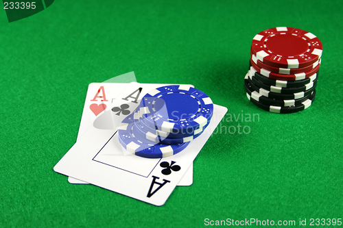 Image of Poker - A Pair of Aces with Poker Chips 3