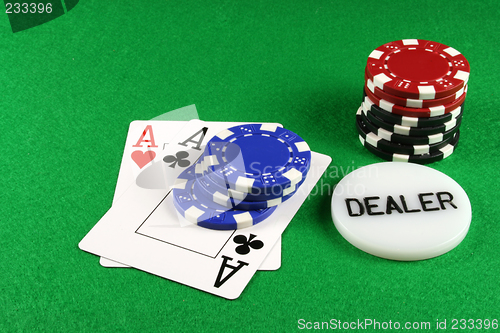 Image of Poker - A Pair of Aces with Poker Chips 4