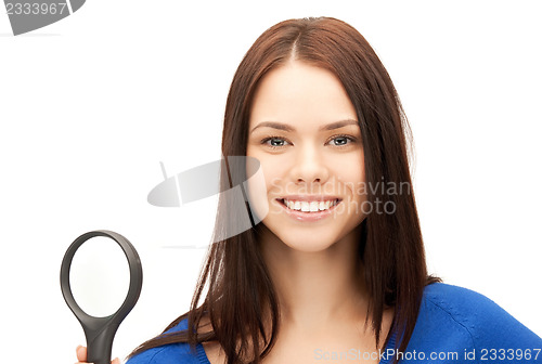 Image of woman with magnifying glass