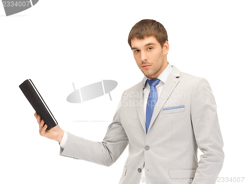 Image of calm man with tablet pc computer