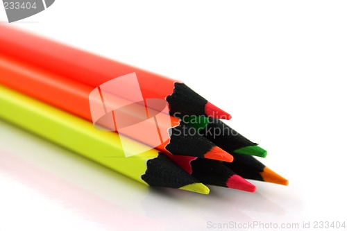 Image of Pyramid of 6 neon pencils