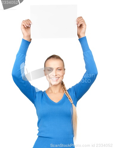 Image of woman with blank board