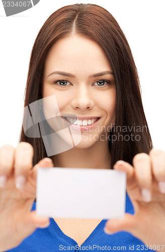 Image of woman with business card