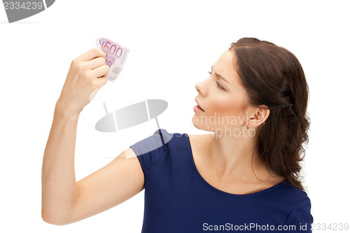 Image of lovely woman with euro cash money