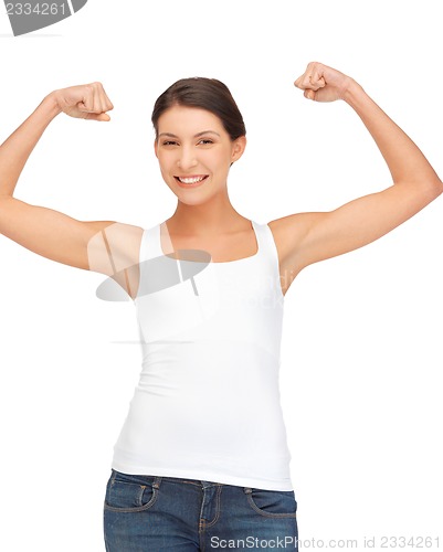 Image of sporty teenage girl in blank white t-shirt