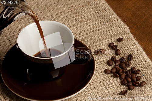 Image of cup of coffee and beans