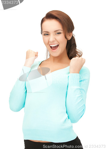 Image of woman with expression of tryumph