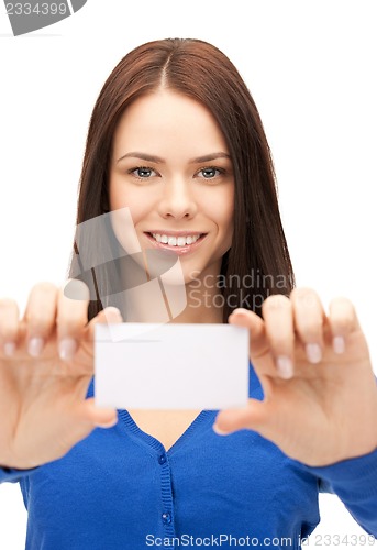 Image of woman with business card