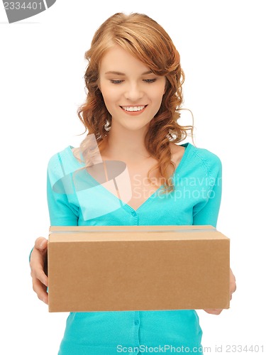 Image of teenage girl with cardboard box