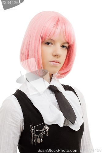 Image of lovely schoolgirl with pink hair