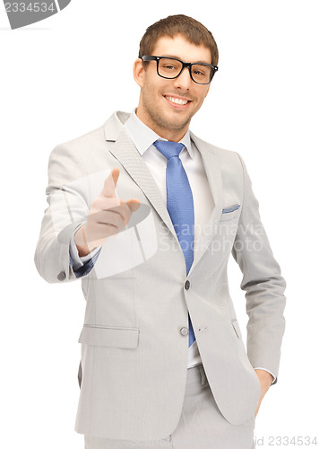 Image of businessman pointing his finger