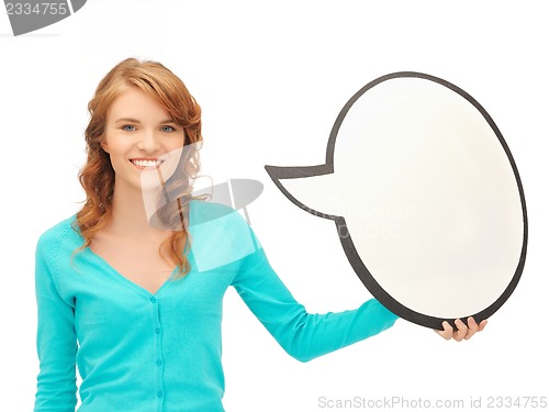 Image of teenage girl with blank text bubble