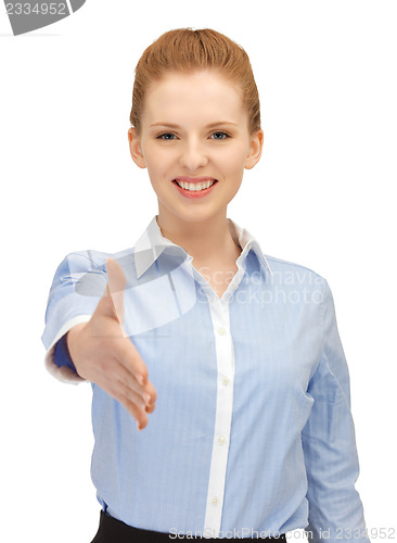 Image of woman with an open hand ready for handshake