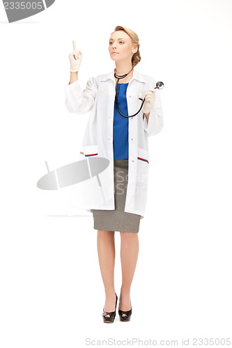 Image of female doctor with her finger up