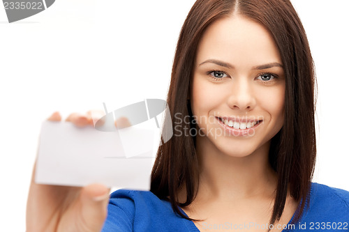 Image of woman with business card