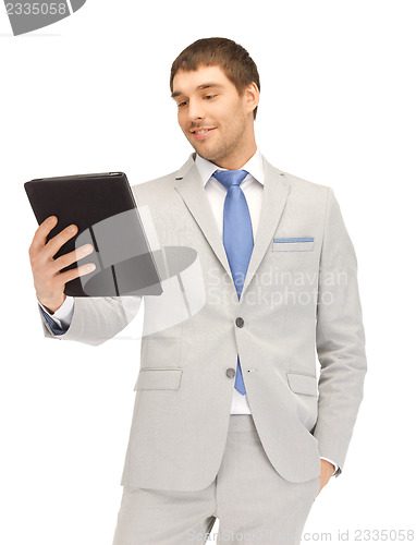 Image of happy man with tablet pc computer