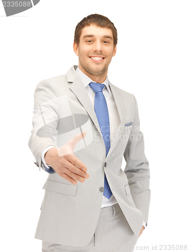 Image of man with an open hand ready for handshake