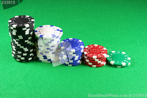 Image of  5 stacks of Poker Chips