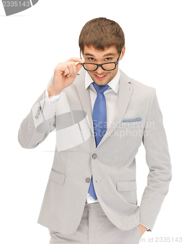 Image of happy businessman in spectacles