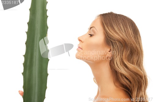 Image of lovely woman with aloe vera