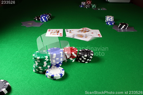 Image of Quad Kings - Action shot on a poker table