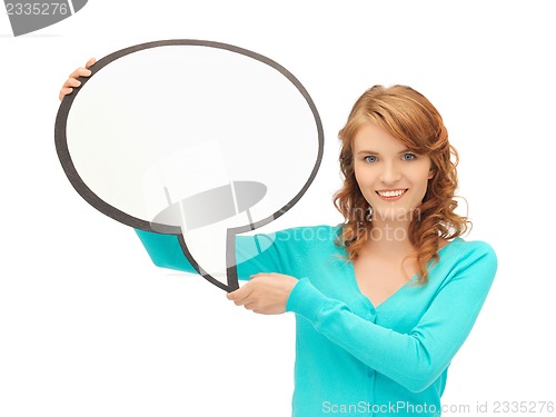 Image of teenage girl with blank text bubble
